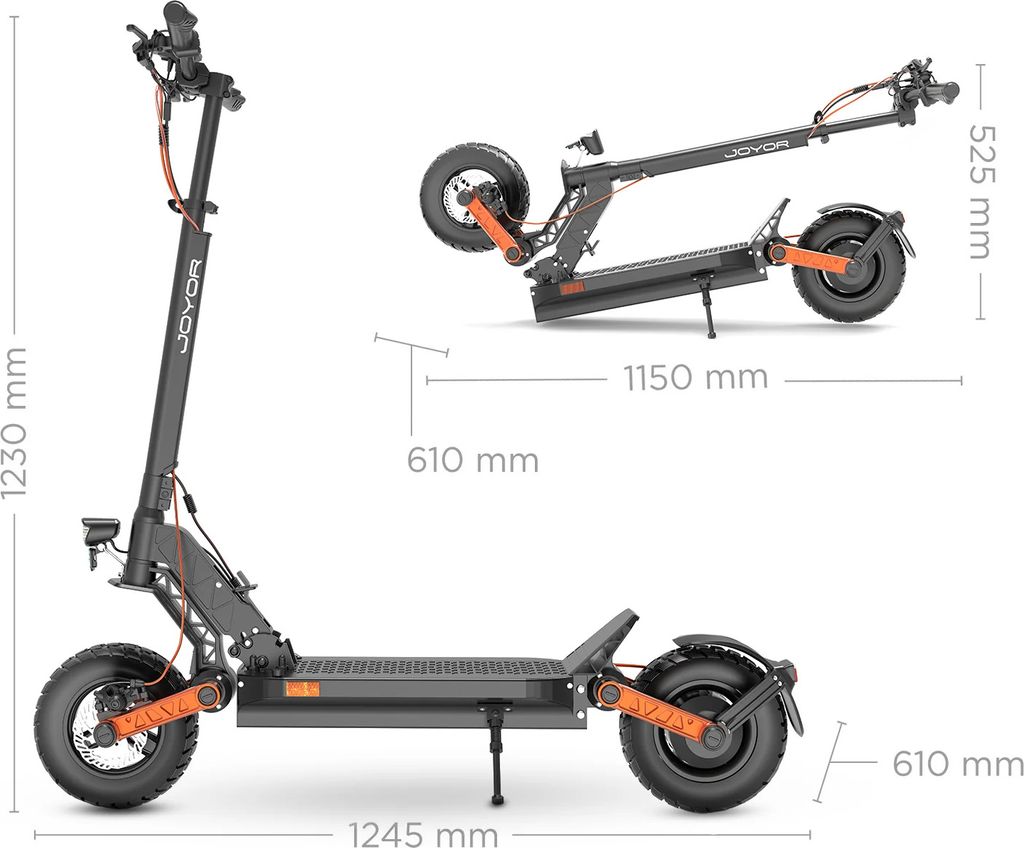 Joyor S5-ABE E-Scooter mit Straßenzulassung – Detailansicht Motor und Hinterrad