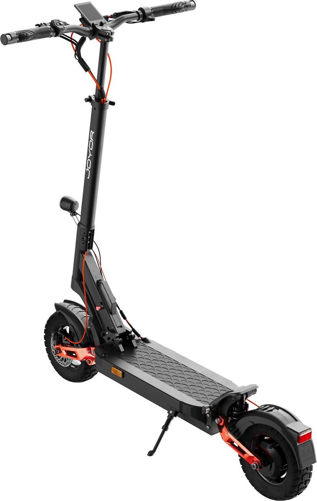 Joyor T6E Pro E-Scooter mit Straßenzulassung – Trittbrett und Federung Detail